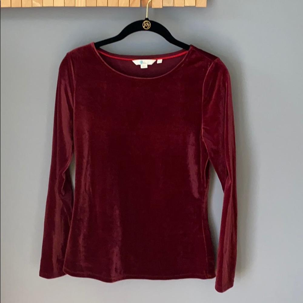 Boden Wine Red Velvet Blouse